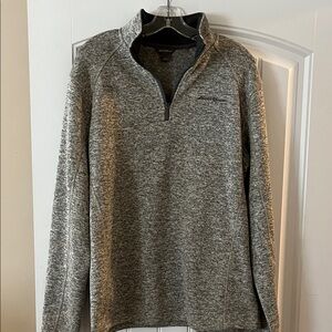 Eddie Bauer Mens L Gray Quarter-Zip Sweater